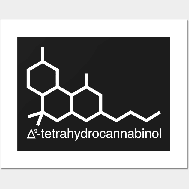 THC Molecule (white) Wall Art by cannabijoy